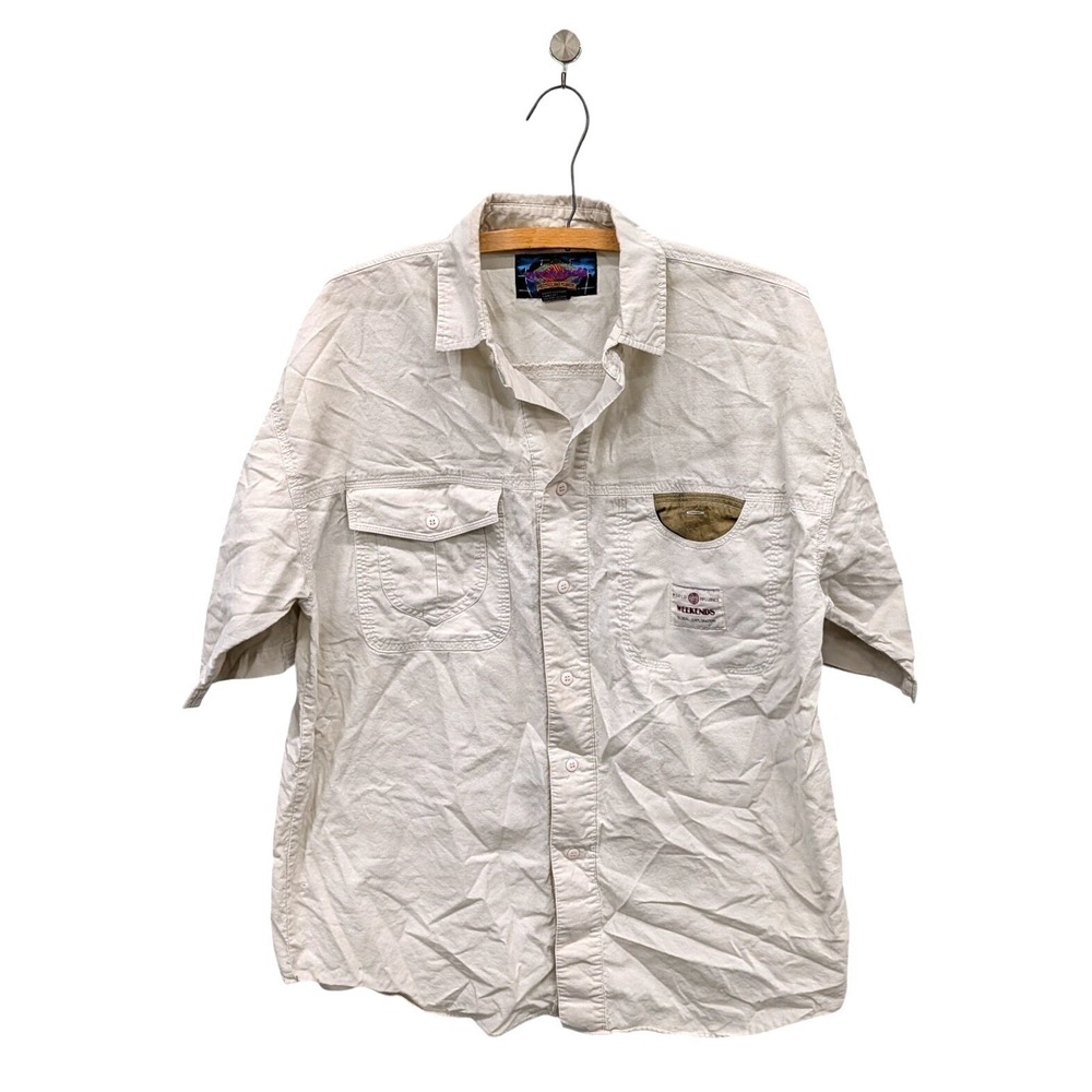 Vintage Men's Weekends Global Exploration Tan Utility Safari‎ Shirt- M
